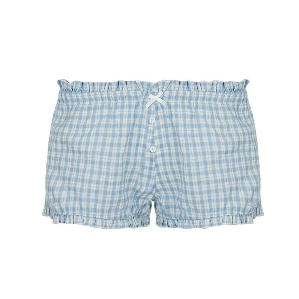 Zara Girly Contrast Ruffle Bow Button Low Rise Lounge Shorts - Picture 6 of 7